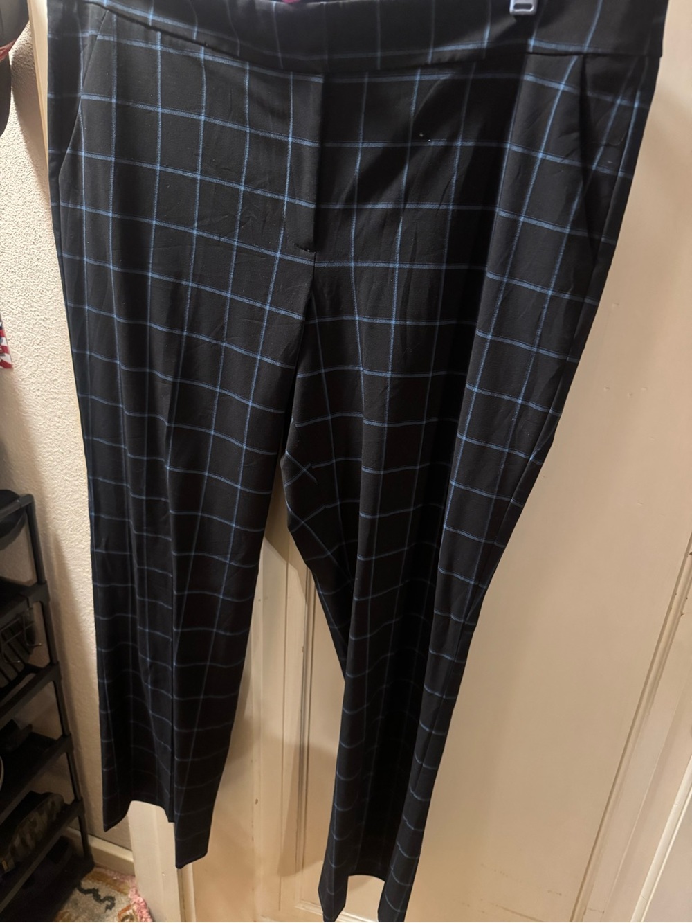 Lane Bryant Black Pants with Blue Windowpane Check women’s 18